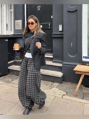 New Zara Sz Md checked bloomer ballon pants